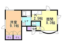 カサブランカ3 1LDKの間取図画像