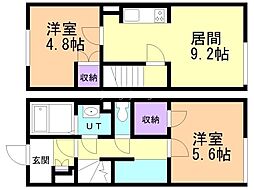 レオネクスト立岩 2DKの間取図画像
