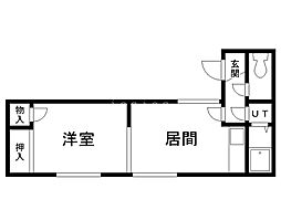 121ハイツA 1DKの間取図画像