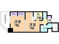日宝ノルテ6条通弐番館 2Kの間取図画像
