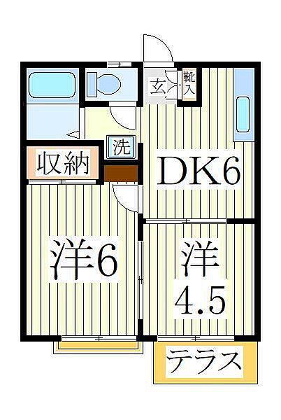 千葉県柏市増尾台4丁目(賃貸アパート2DK・2階・34.78㎡)の写真 その2