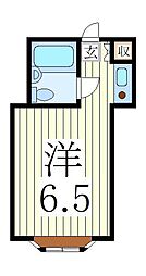 川村第4マンション 3階ワンルームの間取り