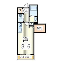 Legare新松戸 2階ワンルームの間取り