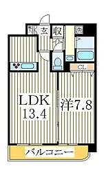 プライム柏 3階1LDKの間取り