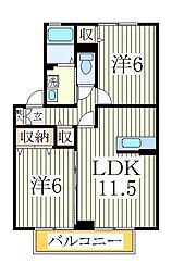 フォースリンロード 1階2LDKの間取り