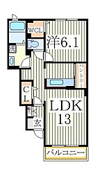 フェンテK3 1LDKの間取図画像