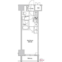 LEXE赤羽 10階1Kの間取り