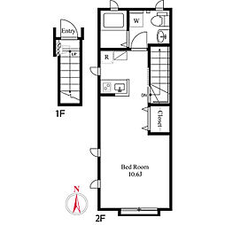 セレッソ目黒洗足 2階1Kの間取り