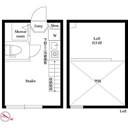 ハーモニーテラス西小岩V 1階ワンルームの間取り