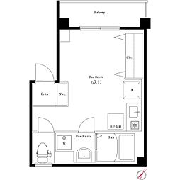 VEXA下目黒 1階ワンルームの間取り