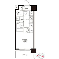 ハーモニーレジデンス武蔵小杉 3階1Kの間取り