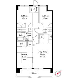 緑の森ハウス 3LDKの間取図画像