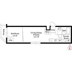 グランパセオ代々木上原II 1LDKの間取図画像