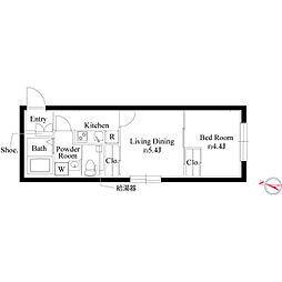 アバンティア西新宿I 2Kの間取図画像