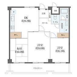 エクレールかすもり 3DKの間取図画像