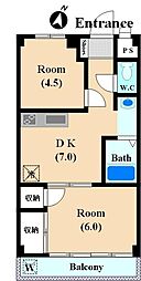 ニューハイム島田 2DKの間取図画像