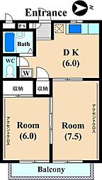 WAKO 2DKの間取図画像