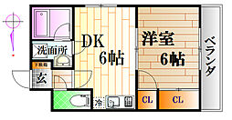 広島電鉄8系統 十日市町駅 徒歩4分の賃貸マンション 3階1DKの間取り