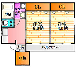 アイランド4 2階2Kの間取り