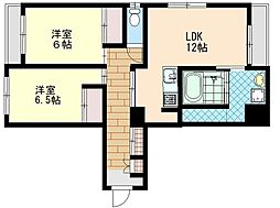 松本第1ビル 1階2LDKの間取り