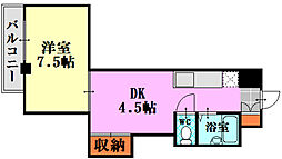 レジデンス東雲 1DKの間取図画像