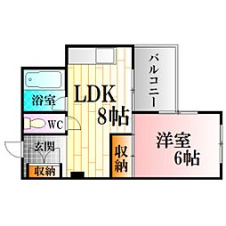 荒谷ビル 1LDKの間取図画像