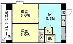 第3柴田ビル 2DKの間取図画像