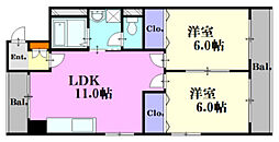 フリーダム舟入本町 2LDKの間取図画像