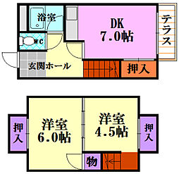 グリーンハイム 2DKの間取図画像