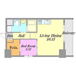 ペルソナ大手町 1LDKの間取図画像