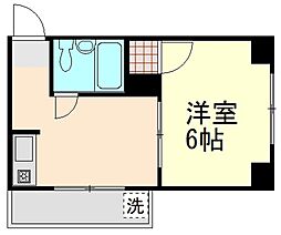 レヂデンス2ヤスダ 1Kの間取図画像