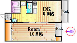 広島電鉄3系統 本川町駅 徒歩5分の賃貸マンション 5階1DKの間取り