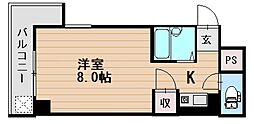 広島電鉄2系統 稲荷町駅 徒歩6分の賃貸マンション 3階1Kの間取り