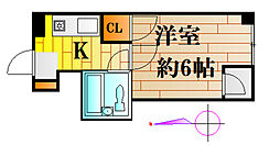 広島電鉄2系統 十日市町駅 徒歩5分の賃貸マンション 3階1Kの間取り