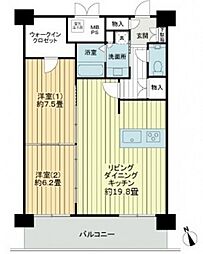 JR山陽本線 広島駅 徒歩4分の賃貸マンション 8階2LDKの間取り