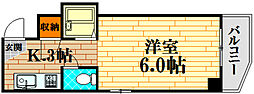広島電鉄2系統 稲荷町駅 徒歩6分の賃貸マンション 2階1Kの間取り