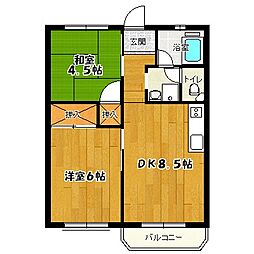 サンライズ武蔵野 2DKの間取図画像