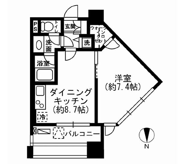 東京都新宿区市谷本村町(賃貸マンション1LDK・8階・37.65㎡)の写真 その2