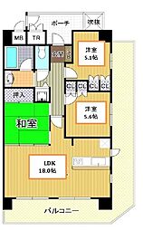 プライムコート高槻総持寺 3LDKの間取り