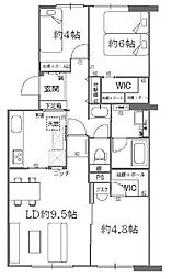 高槻・阿武山団地二番街208棟 3LDKの間取図画像