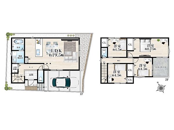 間取り4LDKプラン：延床面積98.83m2　建物価格：2，100万円（税込）