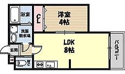 ALEGRIA鶴見区今津 2階1LDKの間取り
