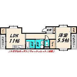 スズビル新森 3階1LDKの間取り