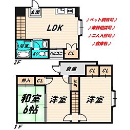 おしゃれ館新森 2階3LDKの間取り