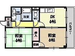 Ｍ’ＰＬＡＺＡ城東五番館 4階2DKの間取り