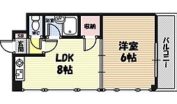 モリビル京橋 8階1DKの間取り