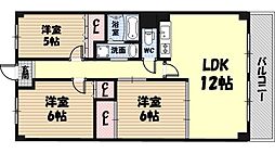 サンファースト京橋 7階3LDKの間取り