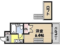 アカデミーコート鶴見 9階1Kの間取り