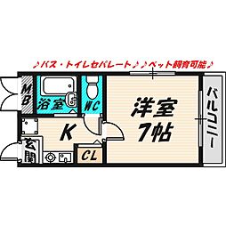 ええHOUSE 2階1Kの間取り