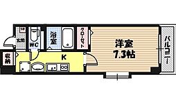 アップルガーデンコート城東 7階1Kの間取り